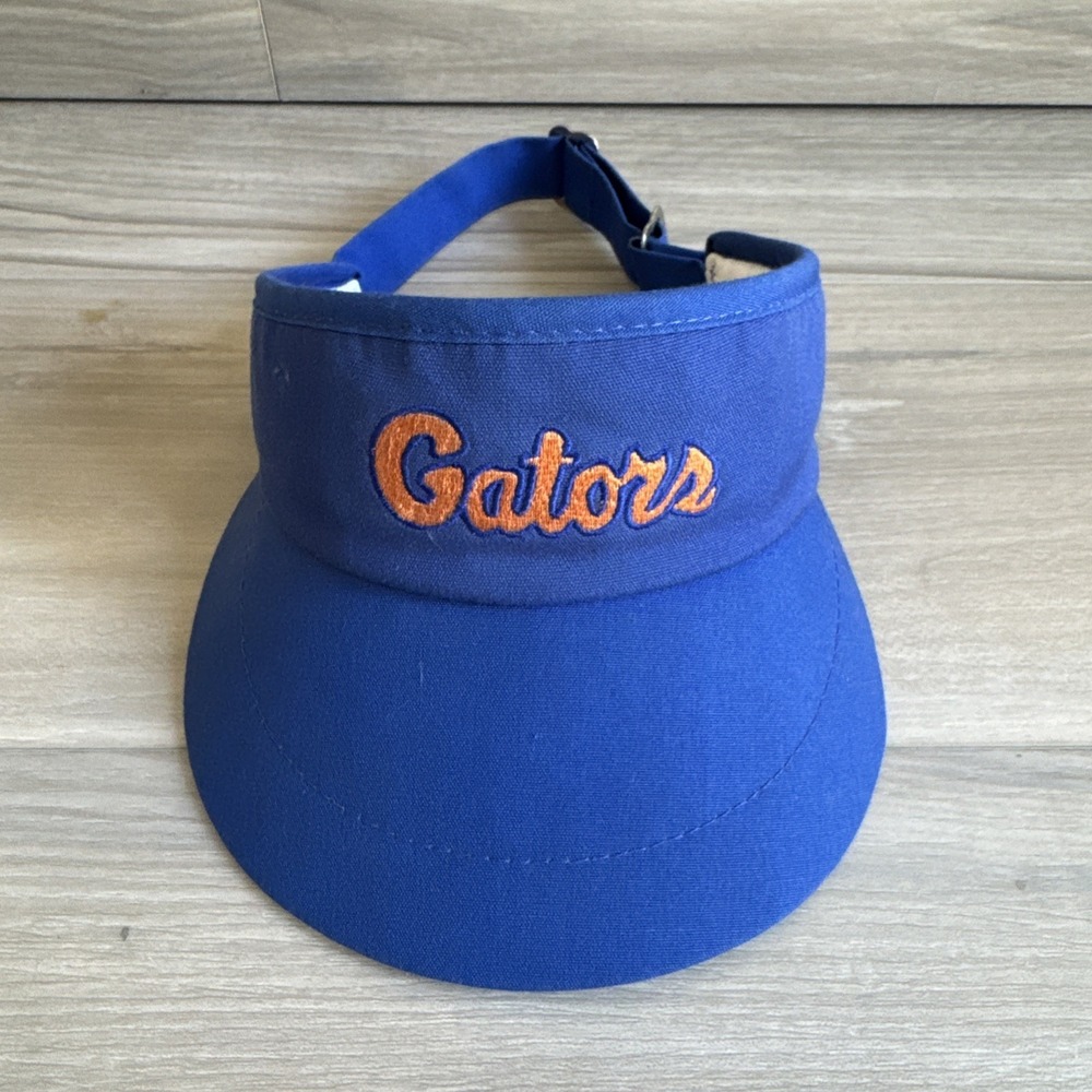 Vintage Florida Gators Visor Hat‎ Blue Script Embroidery Texace Made In USA